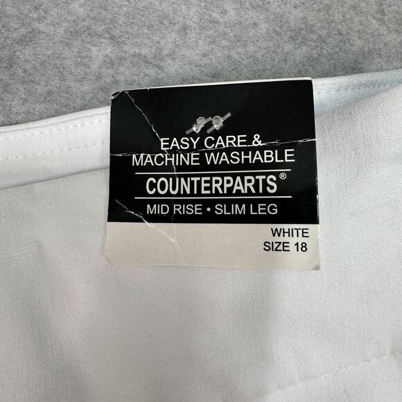 Counterparts Pull-On Mid Rise Slim Leg Dress Pants Womens 18 White Luxe Stretch - Picture 8 of 15